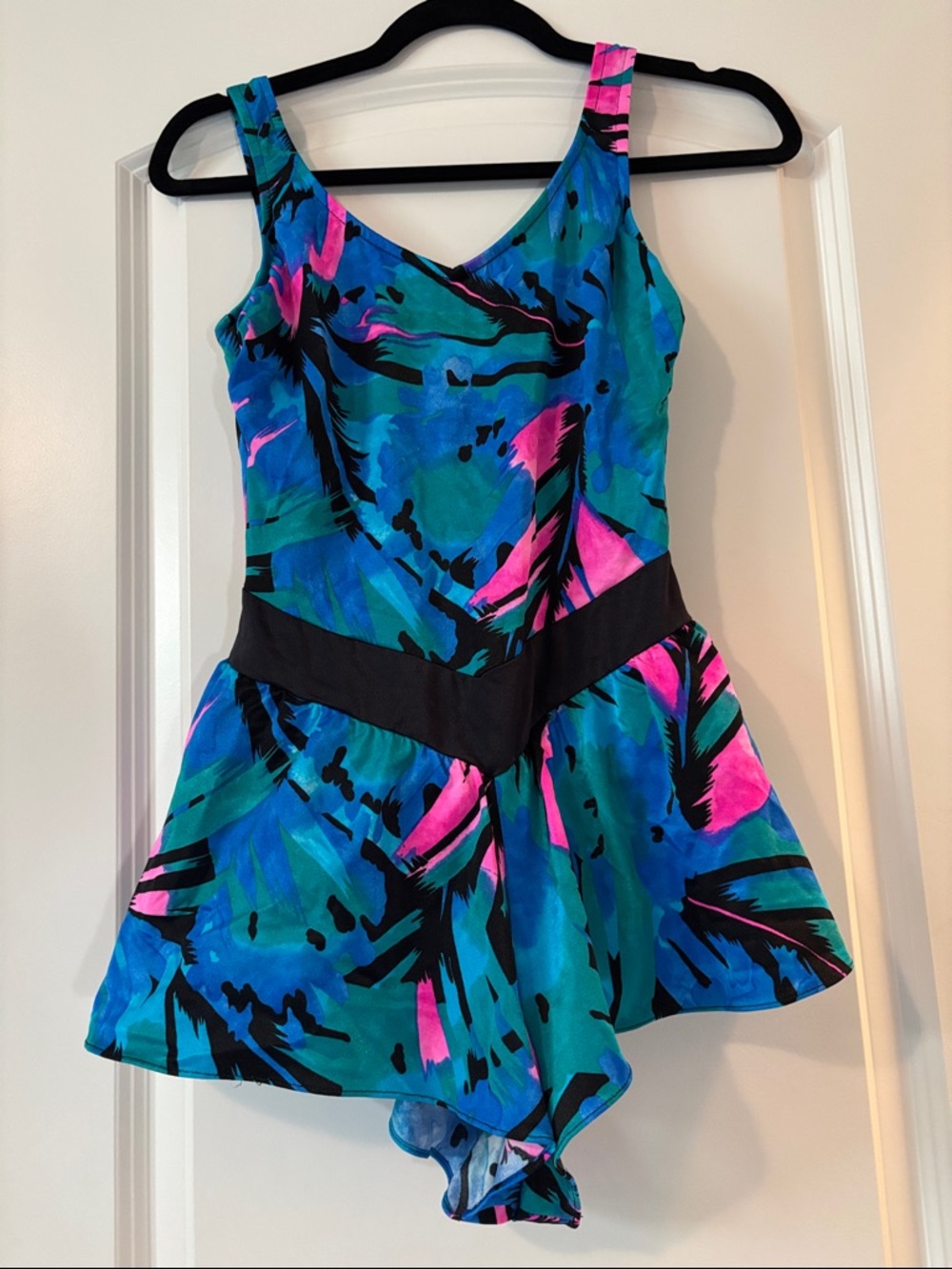 Maxine of Hollywood Blue & Pink Tropical Swimwear one piece-Size 14